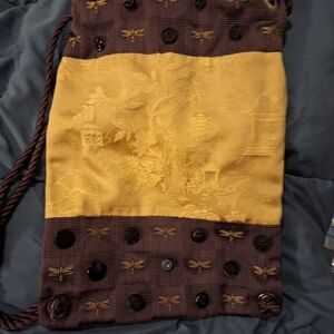 Dragonfly Backpack Bag Gold and Plum